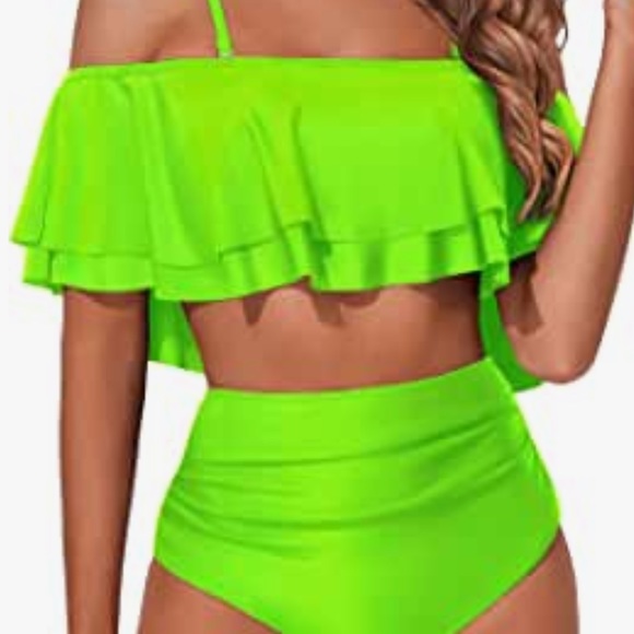 Tempt me women two piece neon green bikini swimsuit - Picture 7 of 7